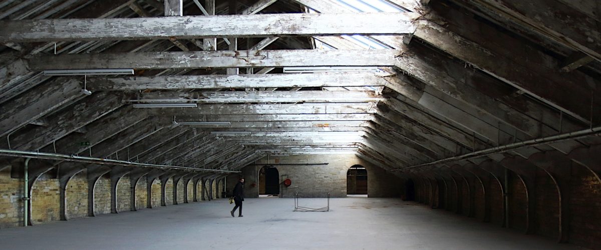 Timber roof structure in Salts Mill