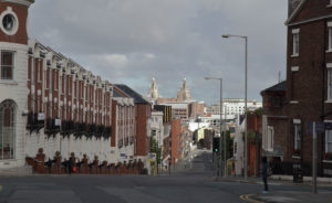 Duke St, Liverpool. Liver Building in the distance.